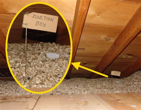 electrical junction box mounted in attic|attic junction box under insulation.